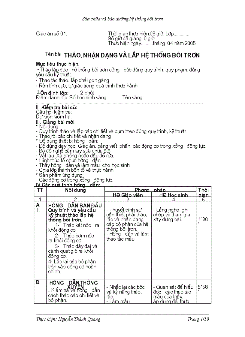 image for page Giáo án thục hành bôi trơn