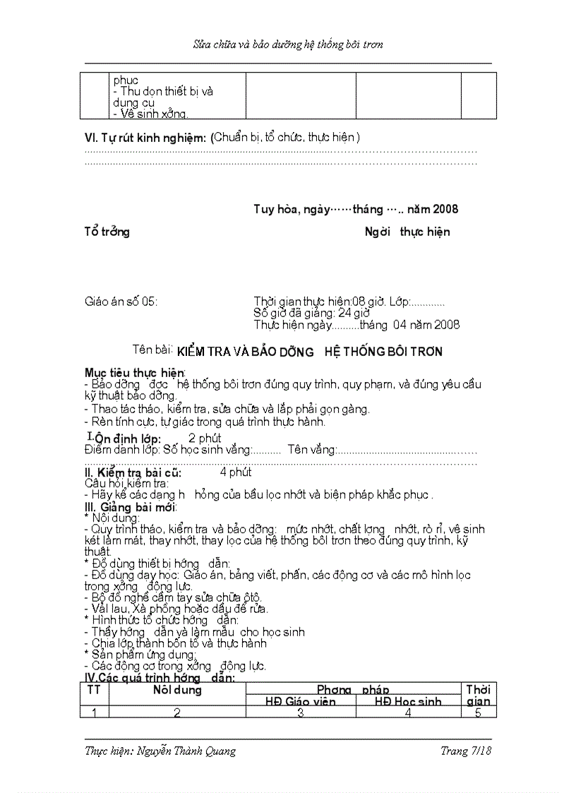 image for page Giáo án thục hành bôi trơn