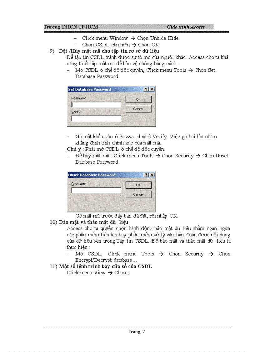 image for page Giáo trình Access
