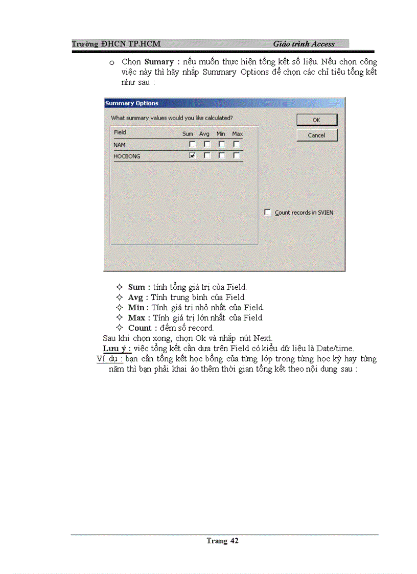 image for page Giáo trình Access