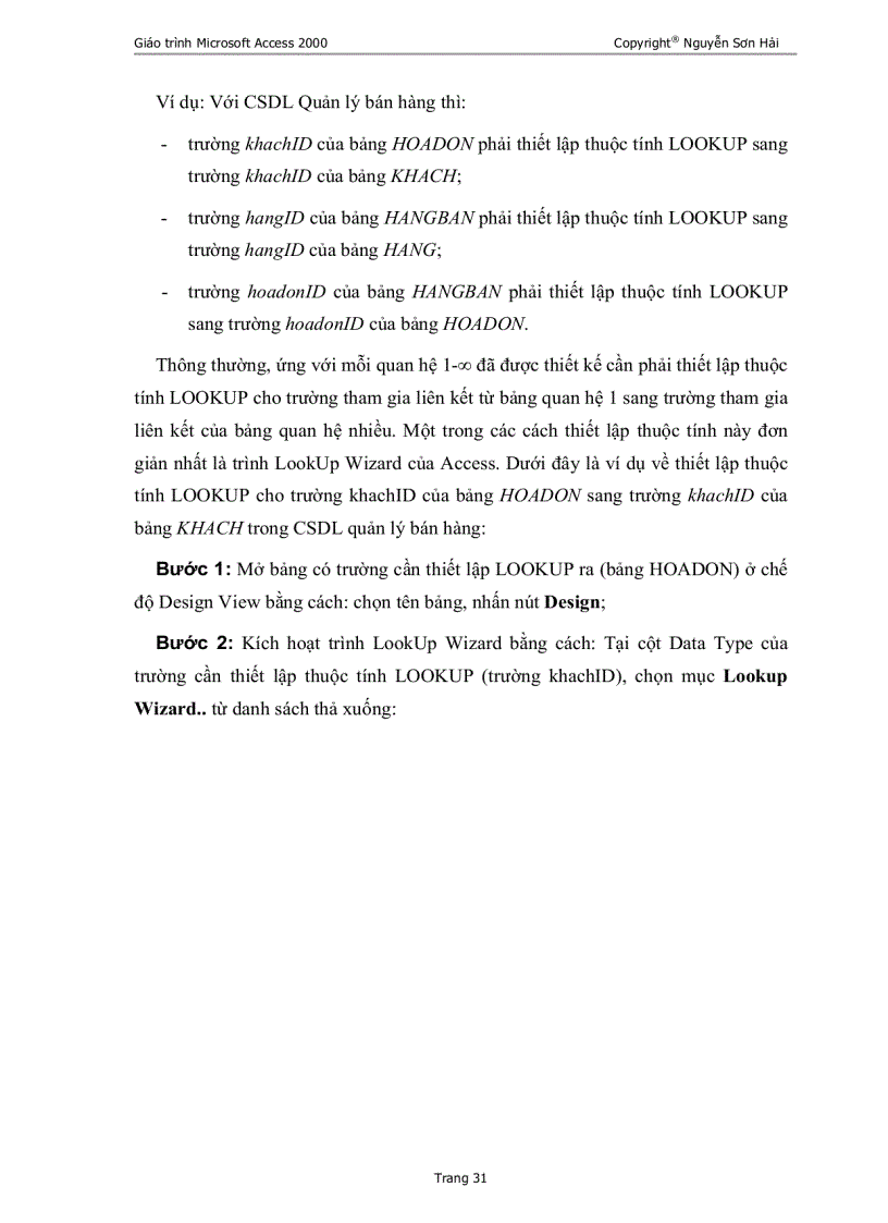 image for page Giáo trình MS Access 2000