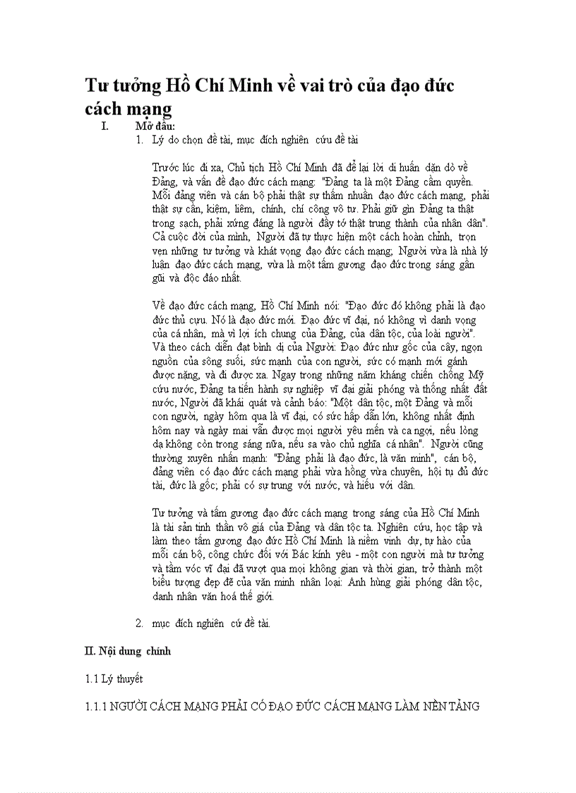 image for page Bài tiểu luận Tư tưởng Hồ Chí Minh về vai trò của đạo đức cách mạng