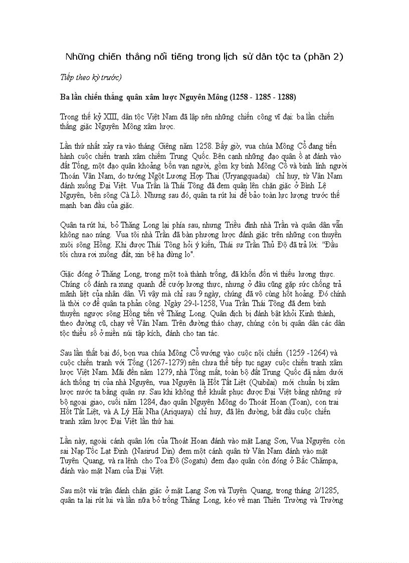 image for page Những chiến thắng nổi tiếng của dân tộc ta phần 2