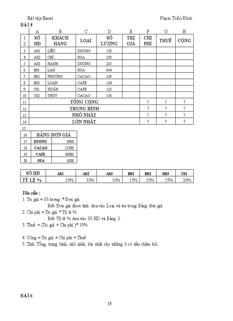 image for page Bài tập Excel
