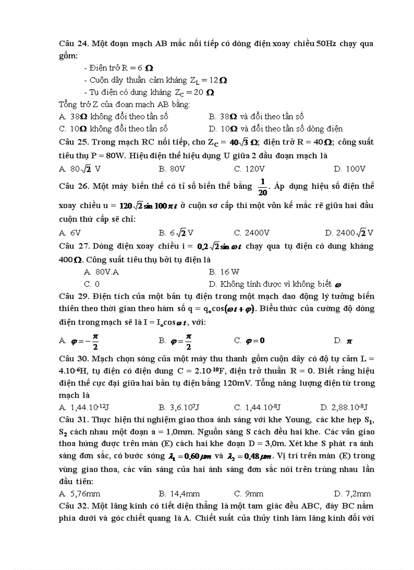 image for page Bo de trac nghiem vat ly