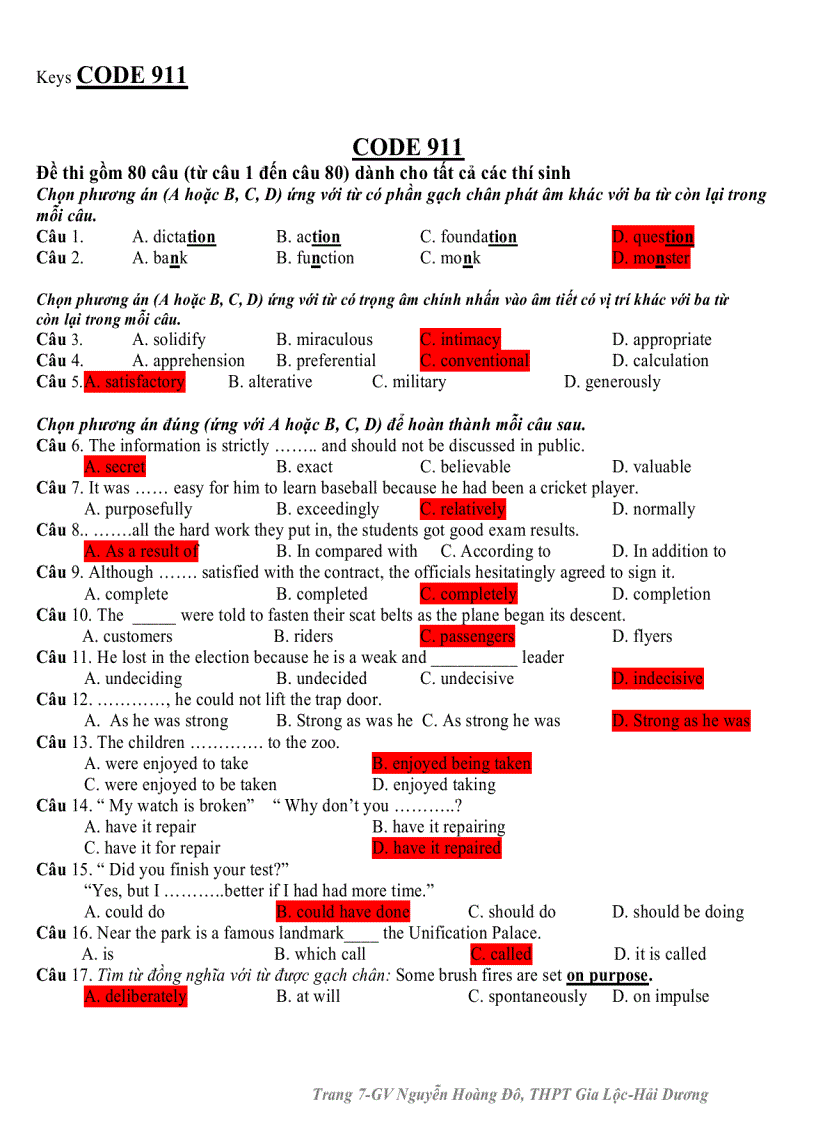 image for page 1 đề e 2011 đề thi đh cđ