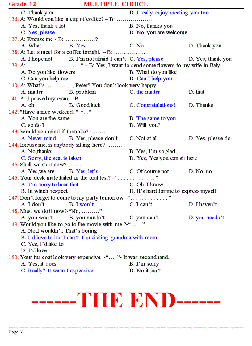 image for page 150 câu trắc nghiệm ôn thi đhcđ