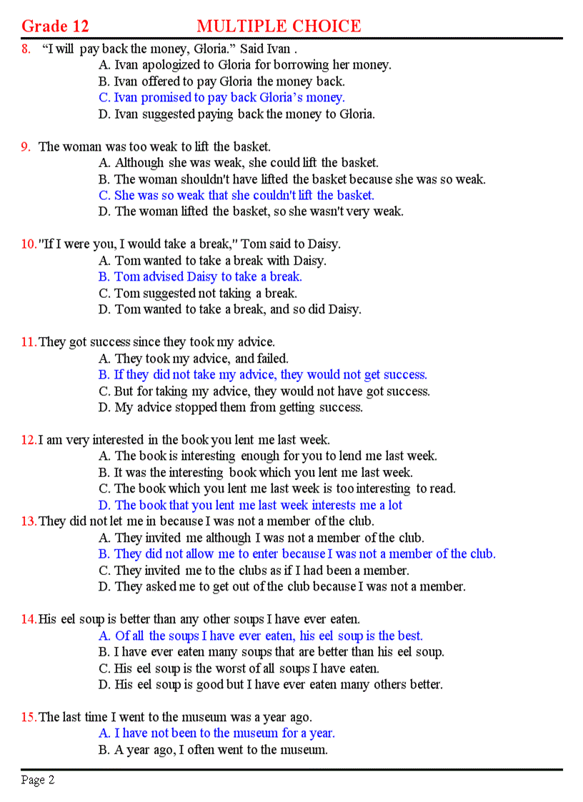 image for page 200 câu trắc nghiệm ôn thi đhcđ