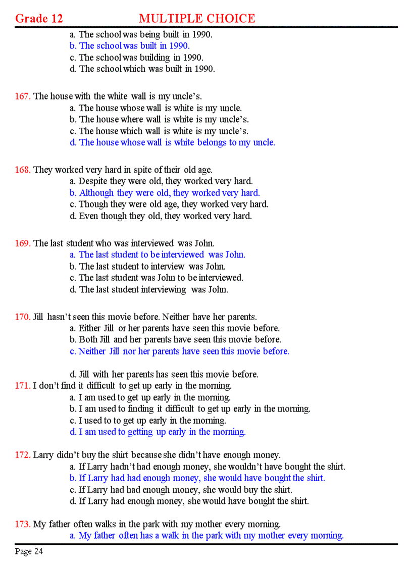 image for page 200 câu trắc nghiệm ôn thi đhcđ