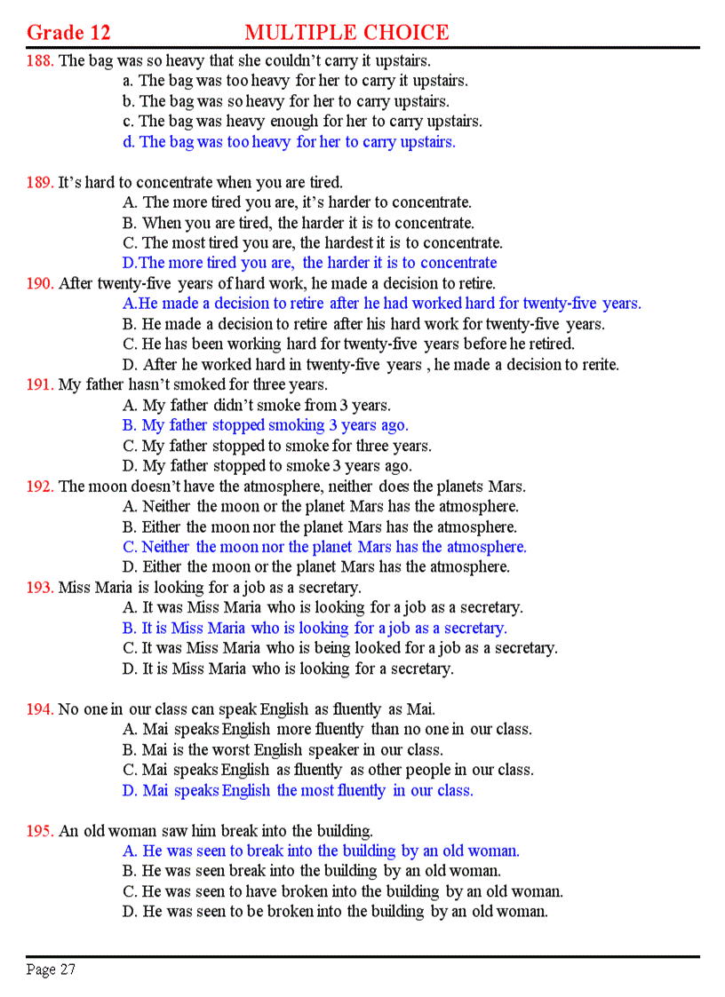 image for page 200 câu trắc nghiệm ôn thi đhcđ