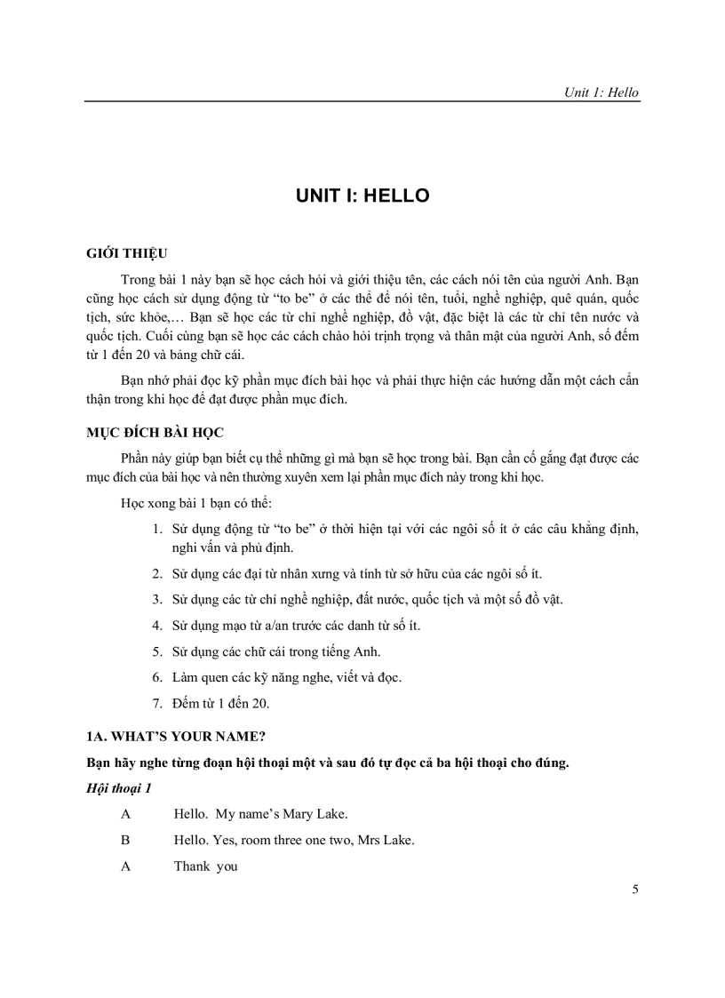 image for page Bài giảng tiếng Anh A 1