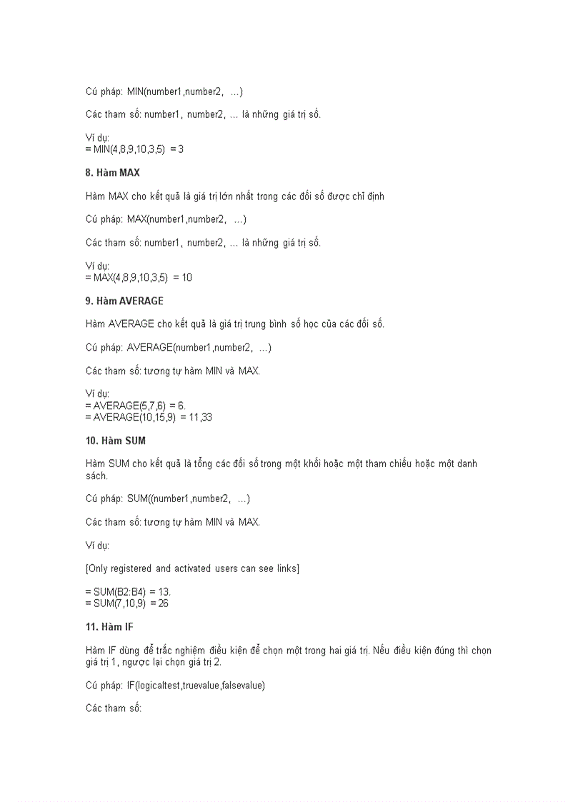 image for page Các hàm thông dụng trong excell