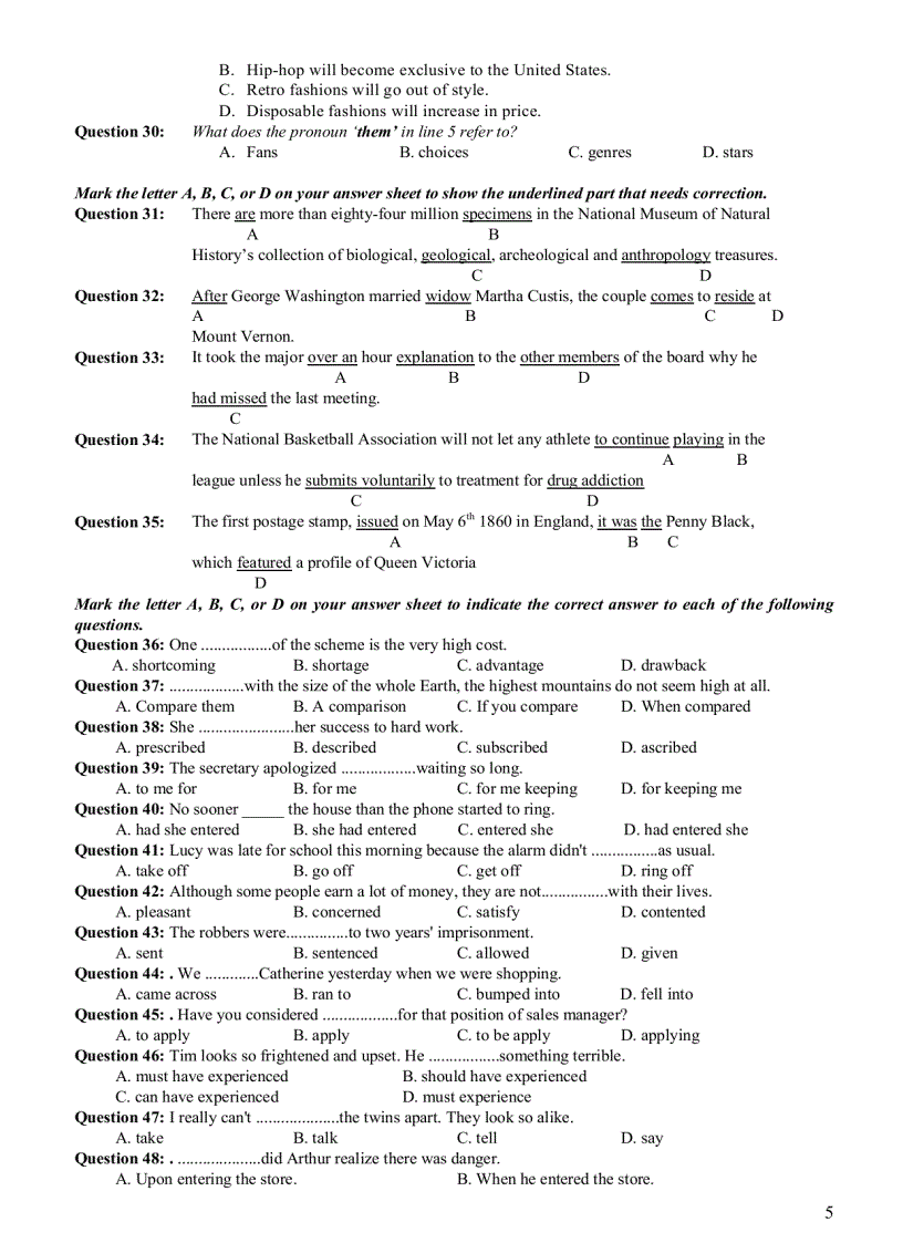 image for page De thi thu dai hoc mon Anh truong KHTN 2011