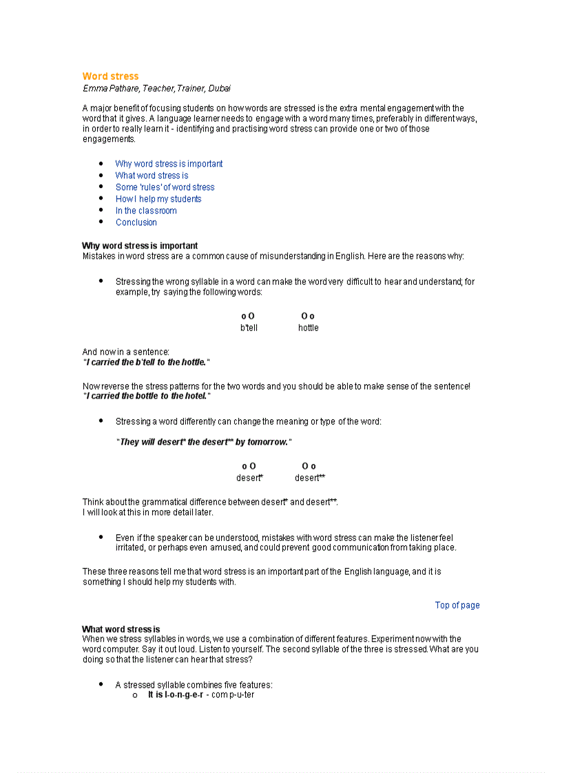 Stress in english