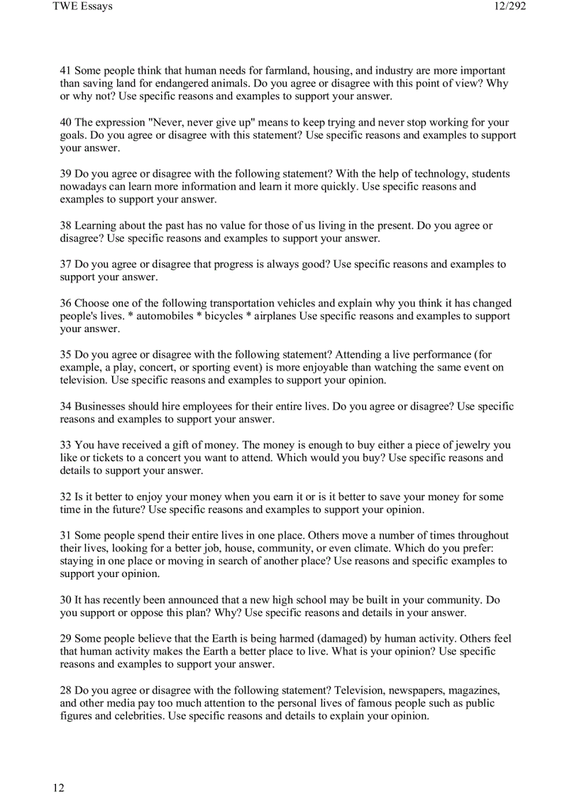 image for page TOEFL Writing TWE Topics and Model Essays 2002