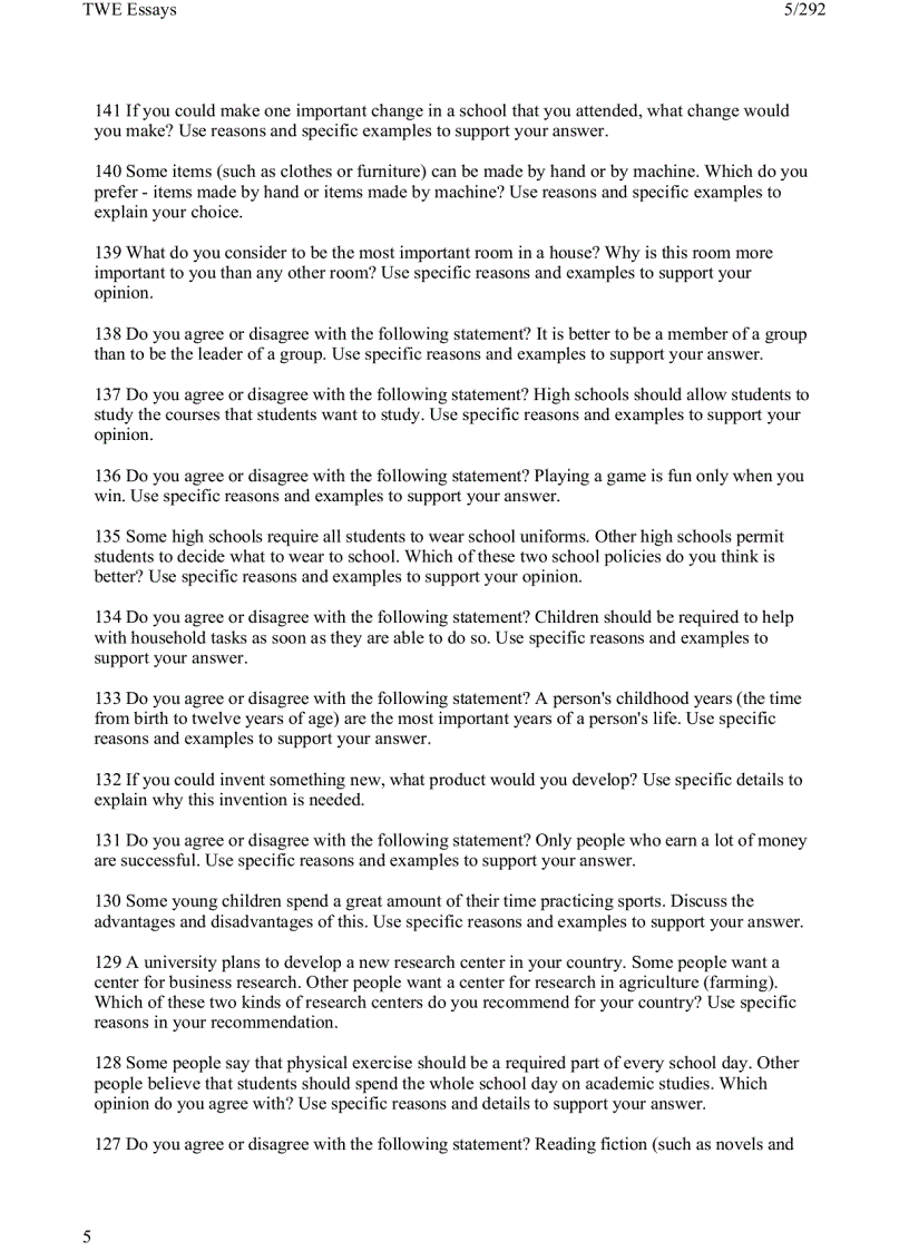 image for page 1 toefl writing twe topics and model essays