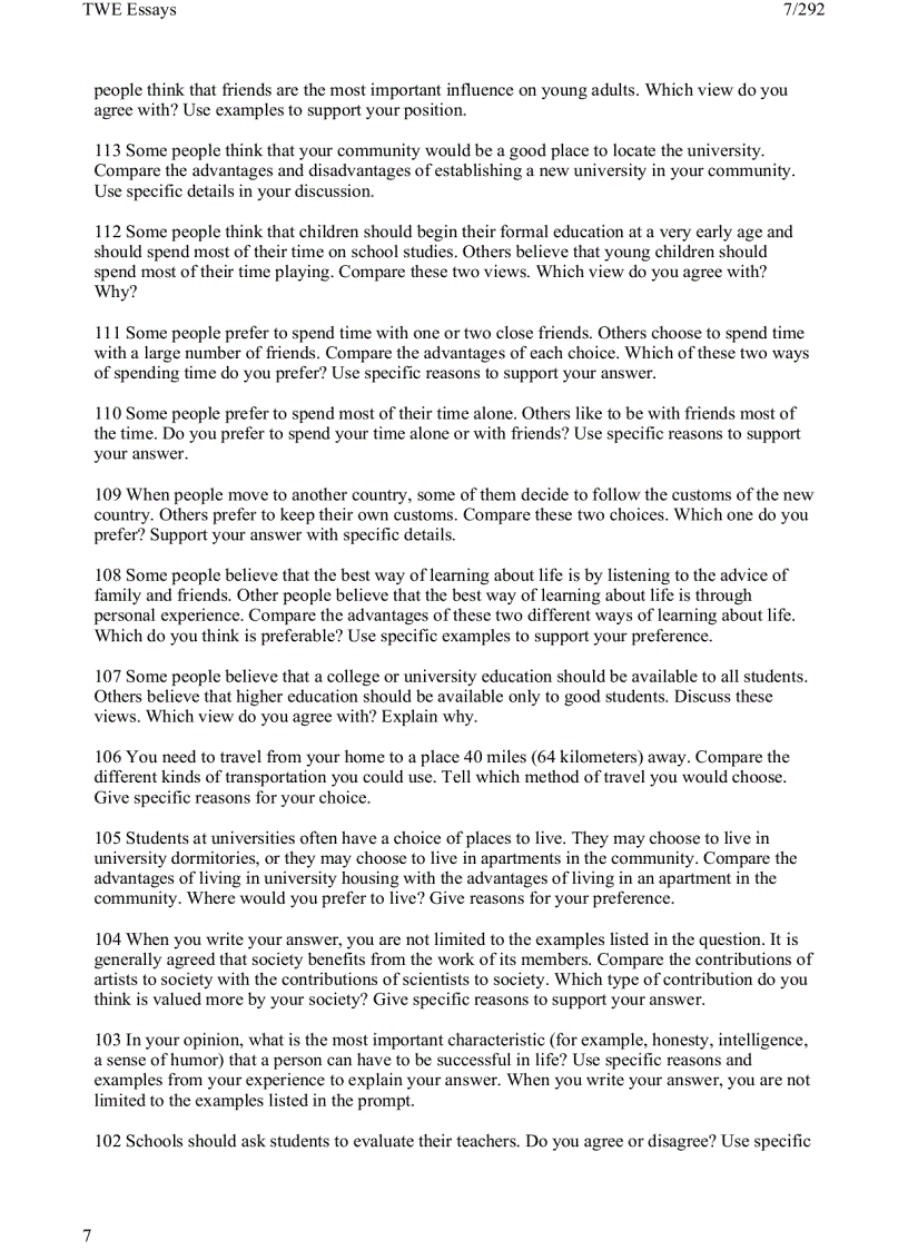 image for page 1 toefl writing twe topics and model essays