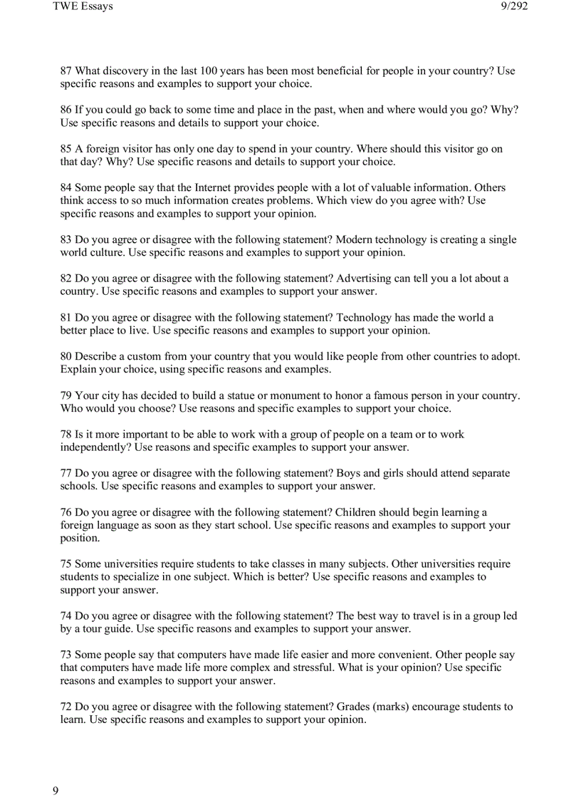 image for page 1 toefl writing twe topics and model essays