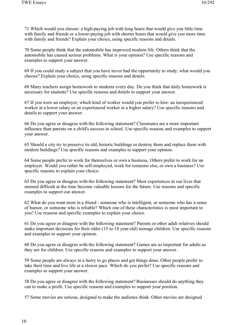 image for page 1 toefl writing twe topics and model essays