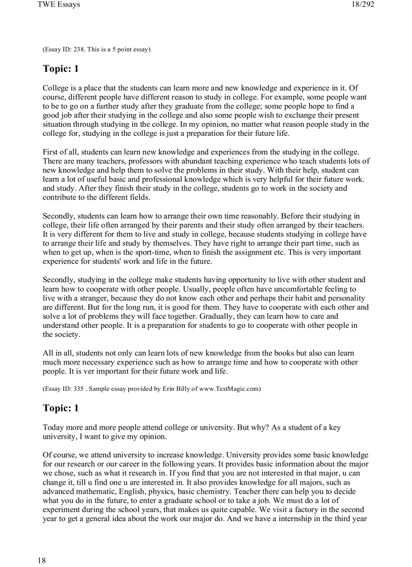 image for page 1 toefl writing twe topics and model essays