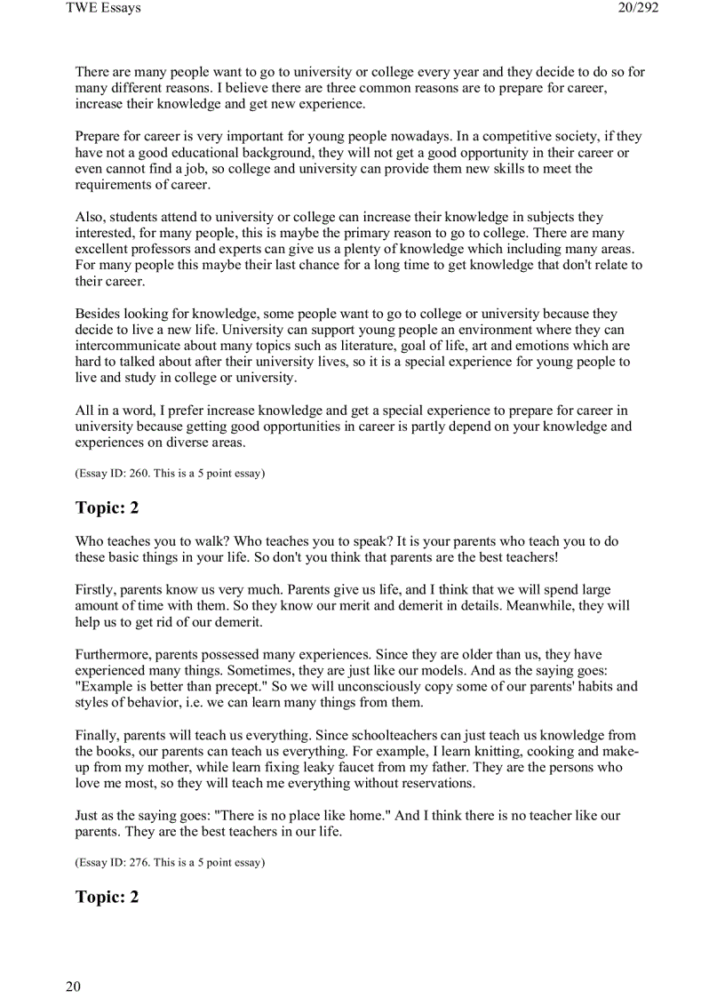 image for page 1 toefl writing twe topics and model essays