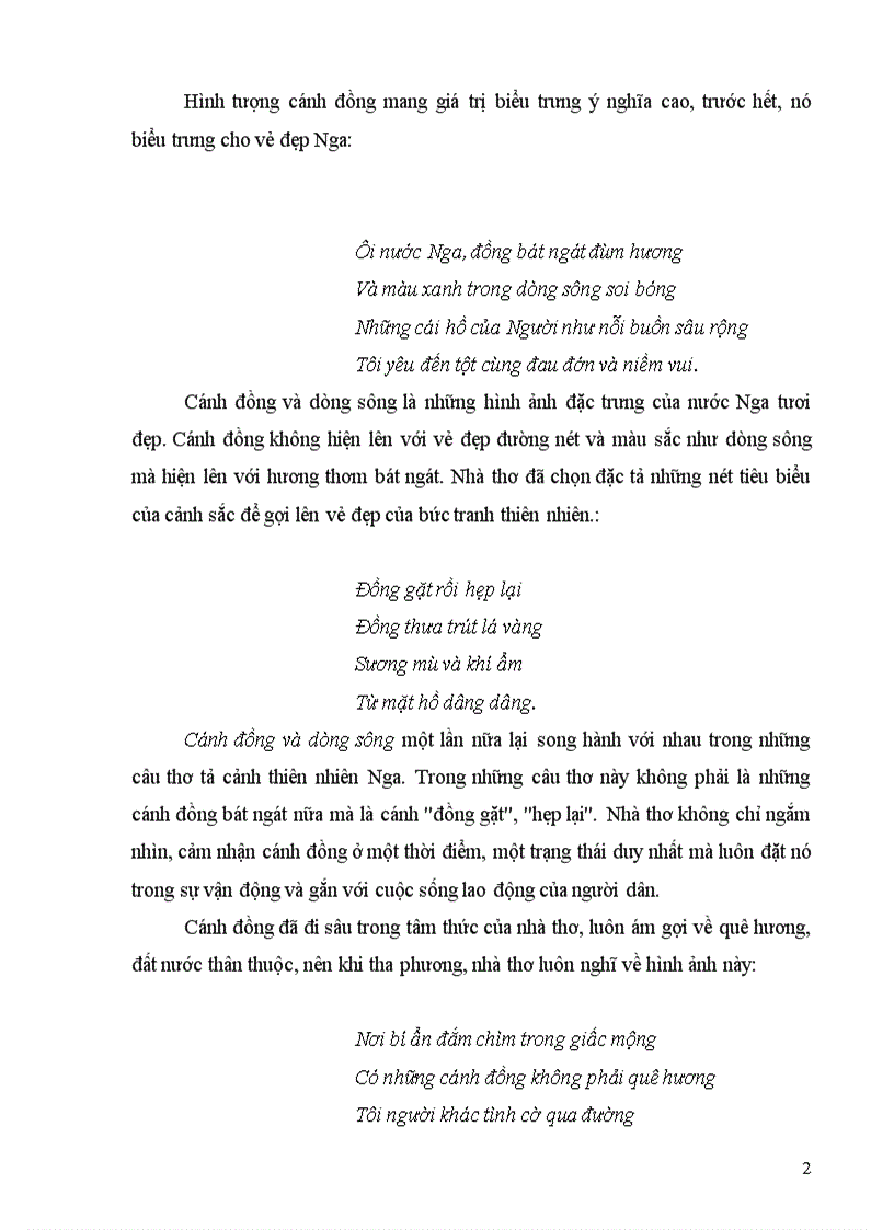 image for page Hình tượng Cánh đồng trong thơ Exenhin