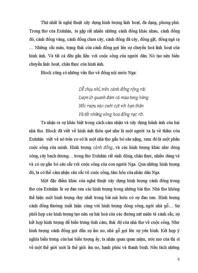 image for page Hình tượng Cánh đồng trong thơ Exenhin