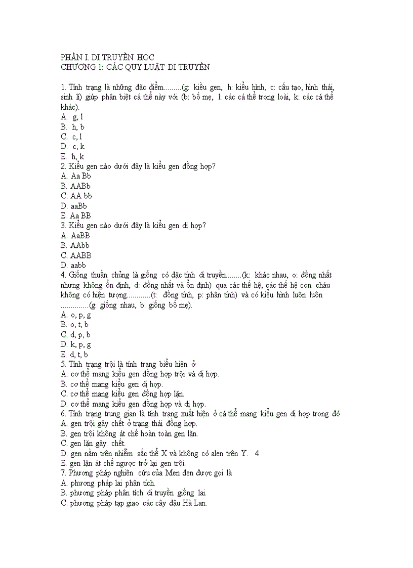 image for page 50 câu trắc nghiệm di truyền