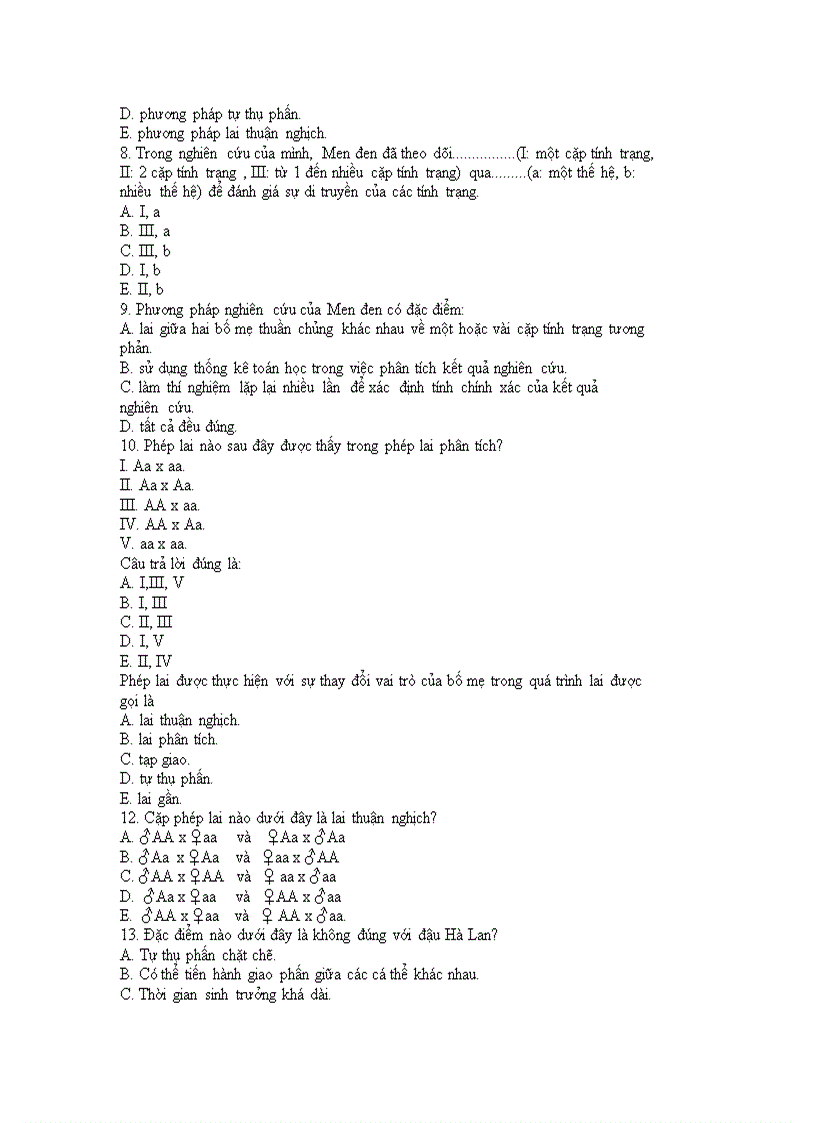 image for page 50 câu trắc nghiệm di truyền