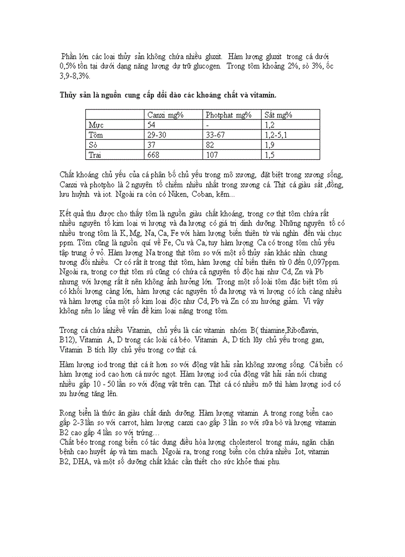 image for page Giá trị dinh dưỡng các loại thủy sản