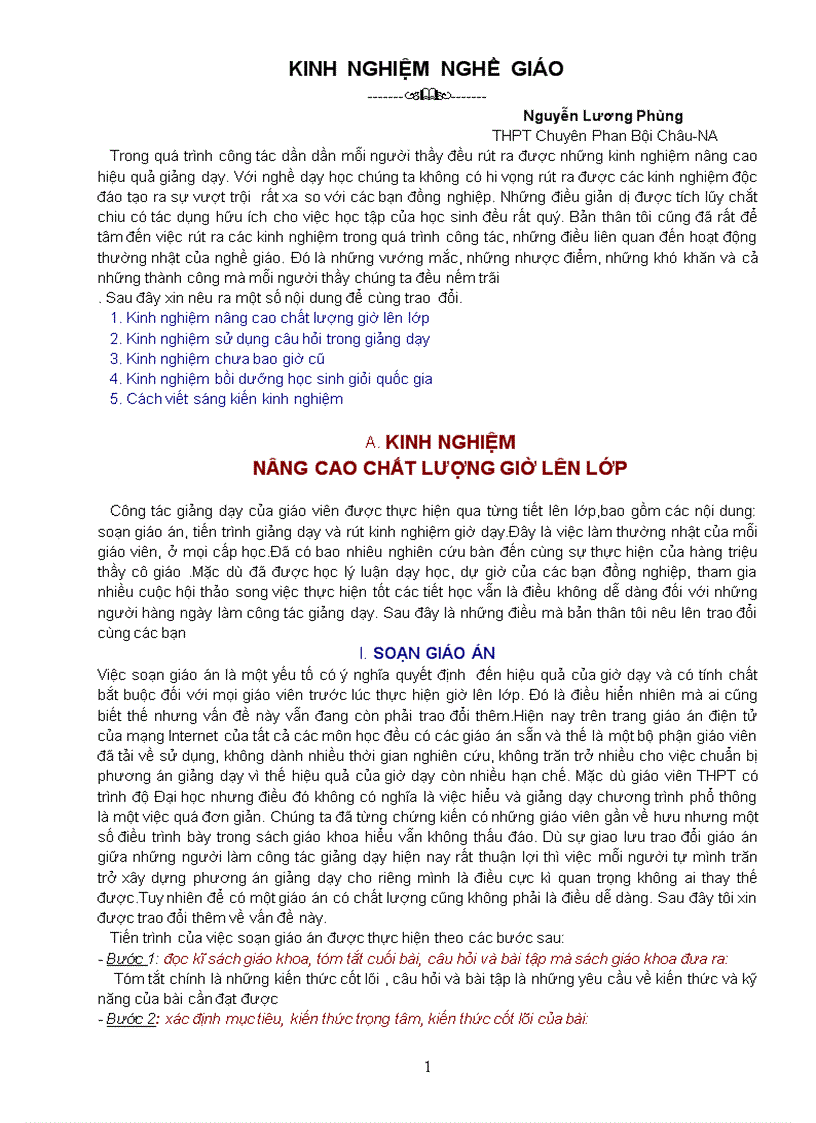 image for page Kinh nghiệm Nghề giáo