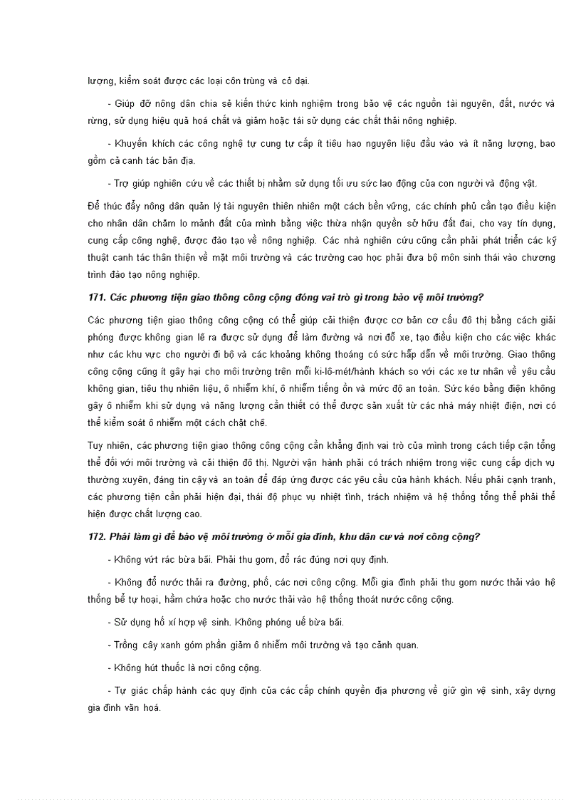 image for page Một số câu hỏi về môi trường