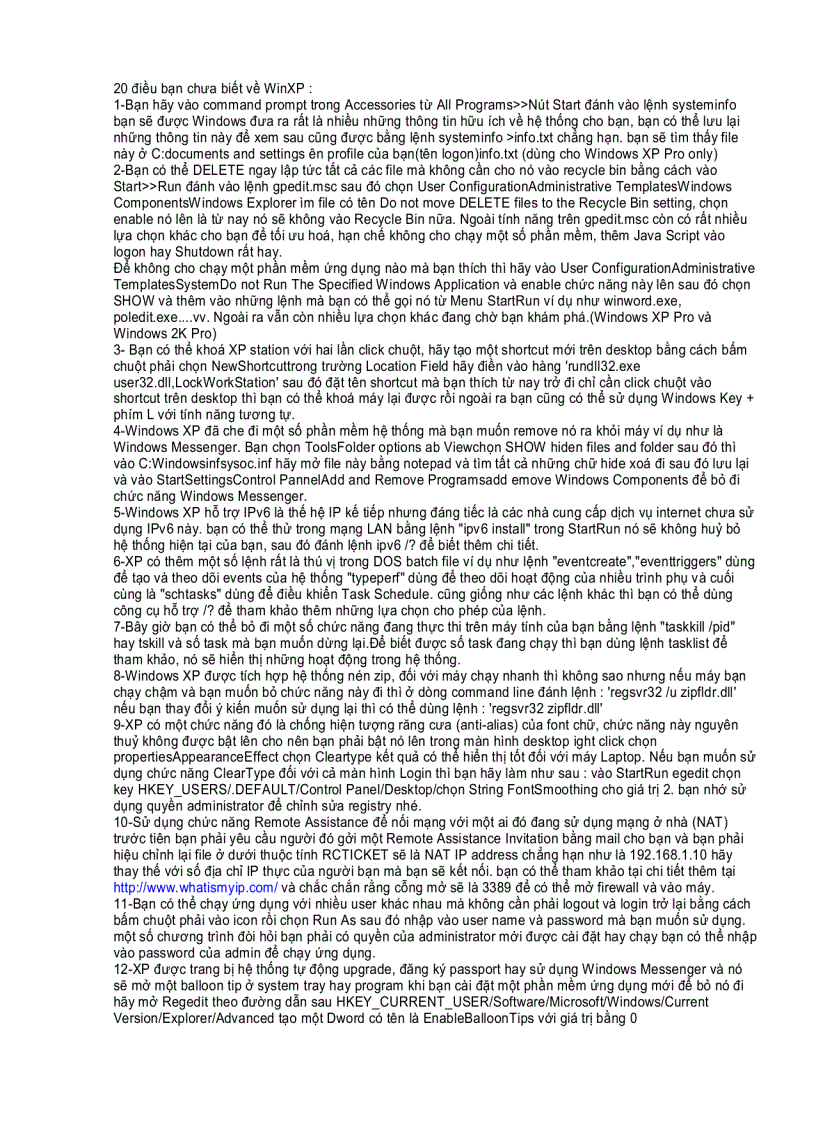 image for page 20 điều bạn chưa biết về window XP