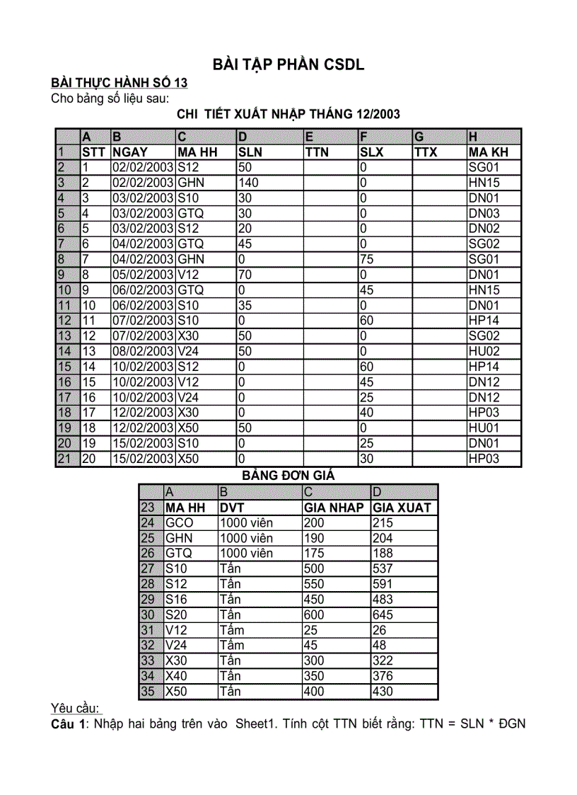 image for page Bài tập Excel 2