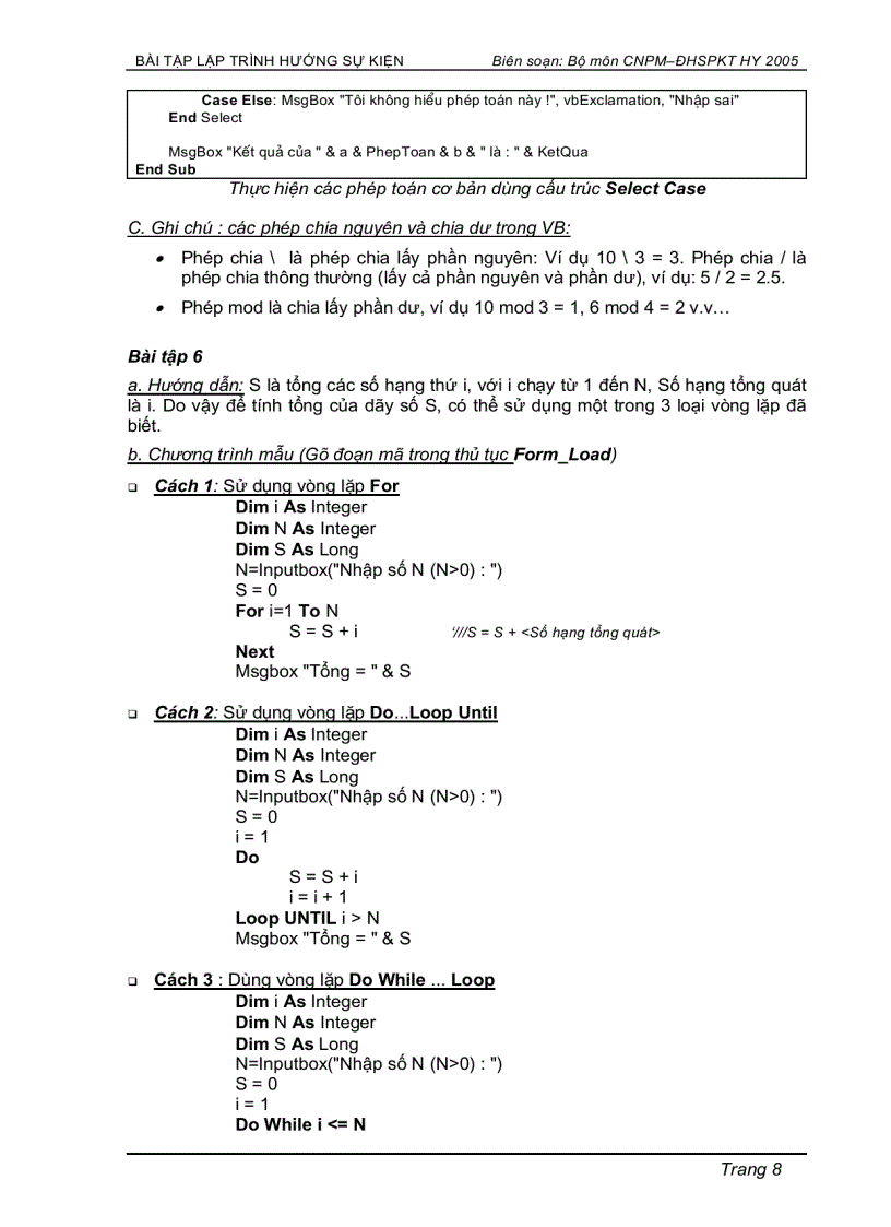 image for page Bài tập lập trình Visual Basic 6 0