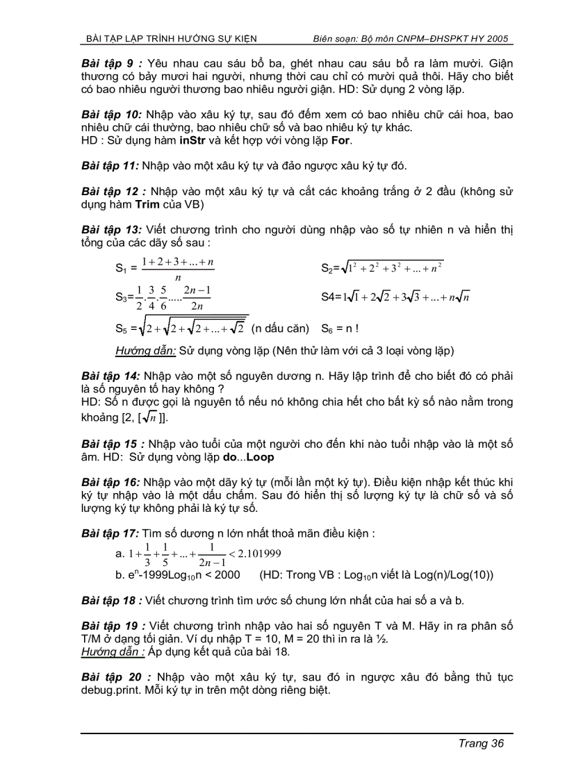 image for page Bài tập lập trình Visual Basic 6 0