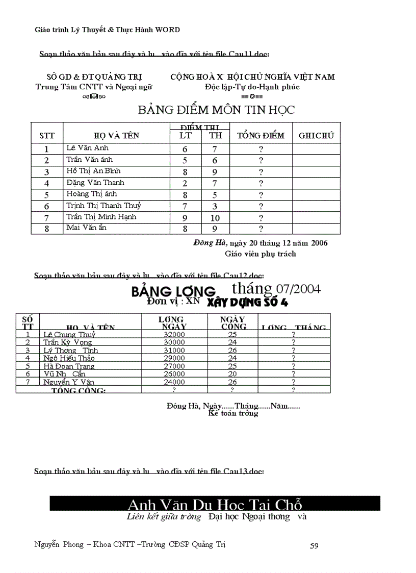 image for page Bài tập thực hành Word