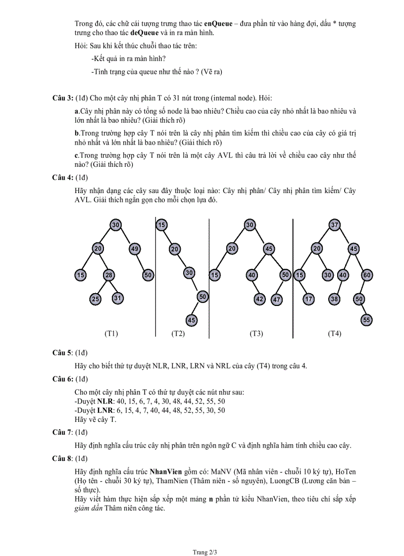 image for page Đề thi cấu trúc dữ liệu