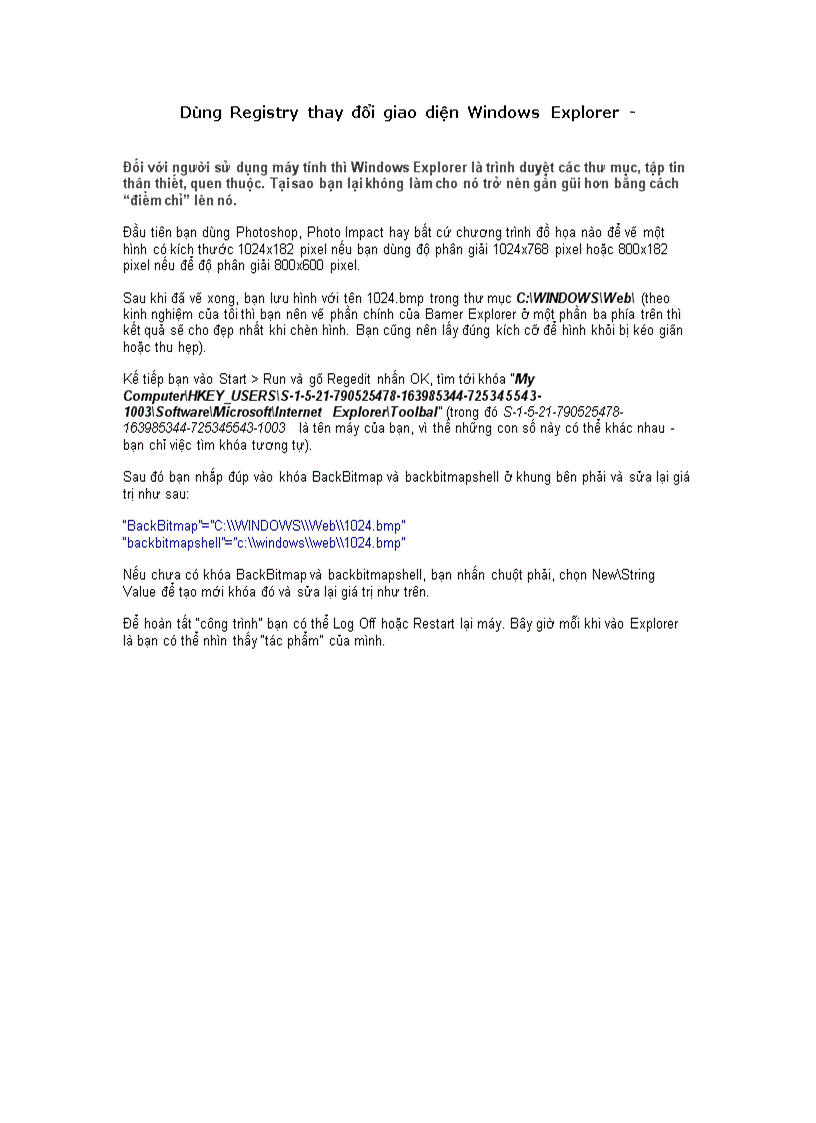 image for page Dùng Registry thay đổi giao diện Windows Explorer