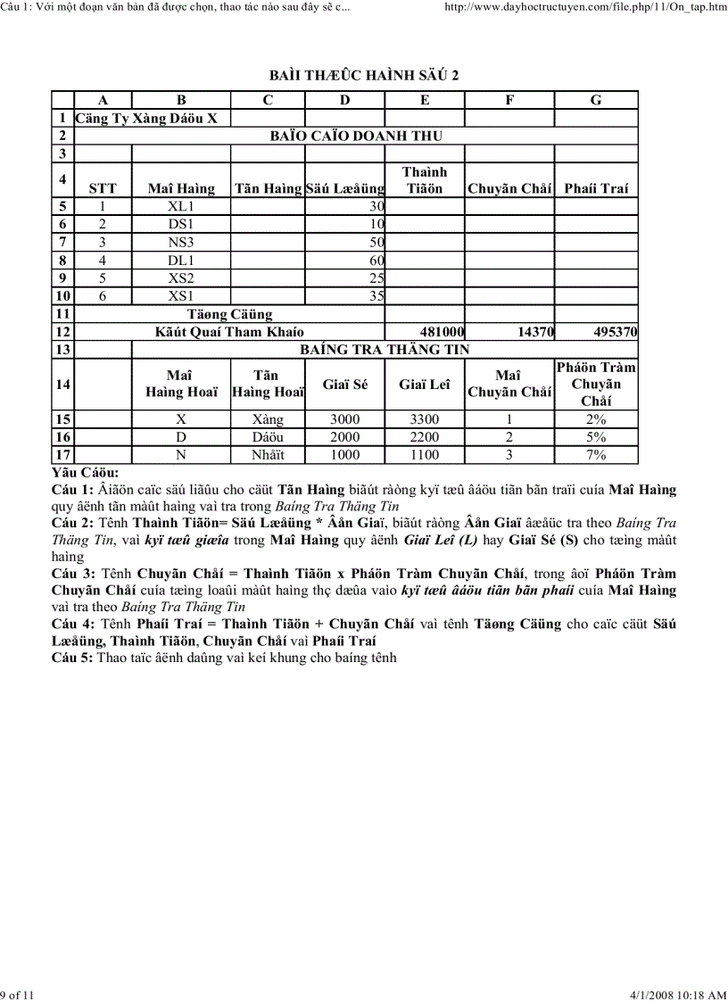 image for page Excel ôn tập