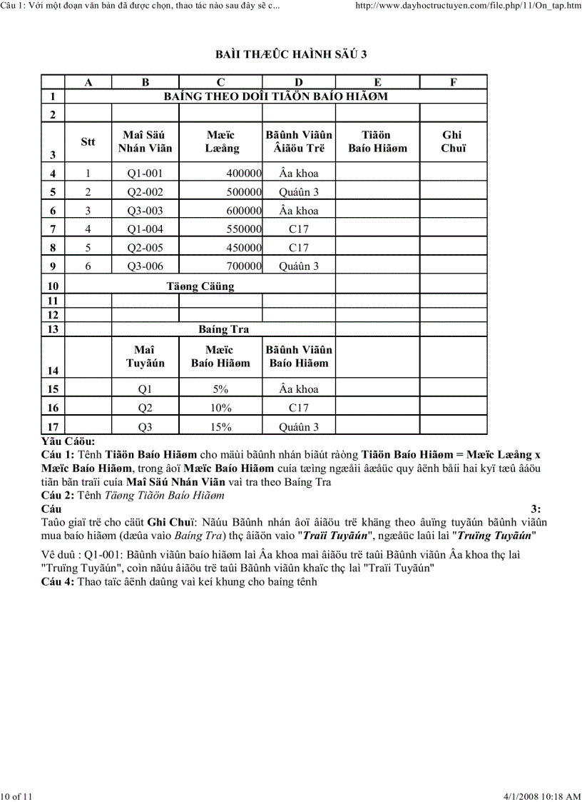 image for page Excel ôn tập
