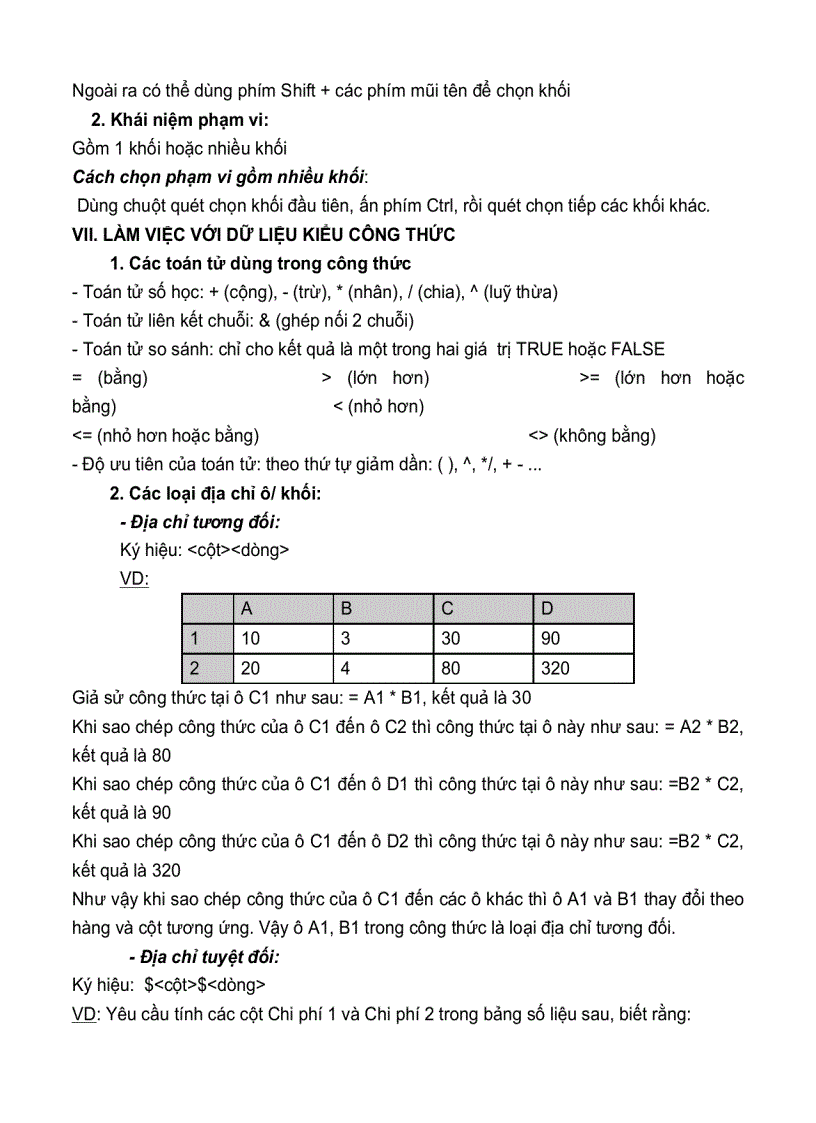 image for page Excel toàn tập Chuong II