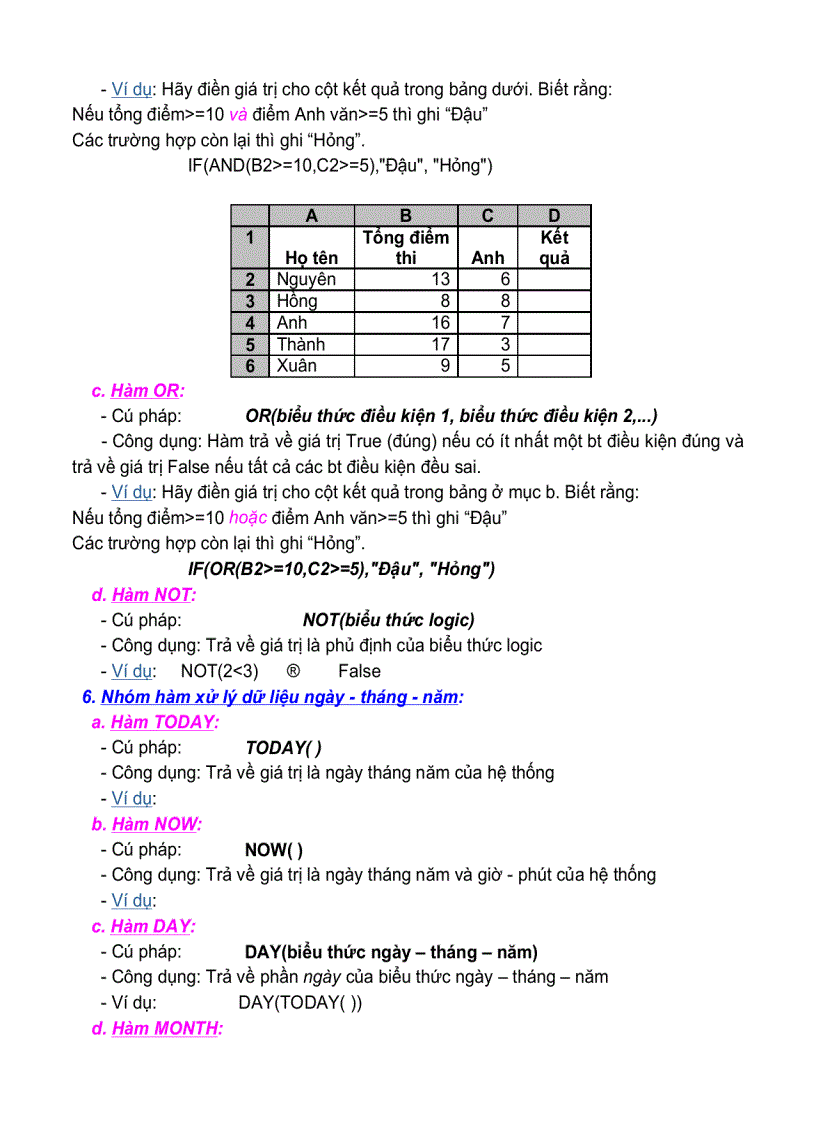 Excel toàn tập Chuong III