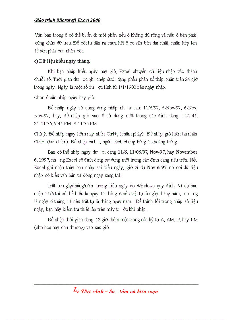 image for page Giáo trình Excel 2000 bài 2