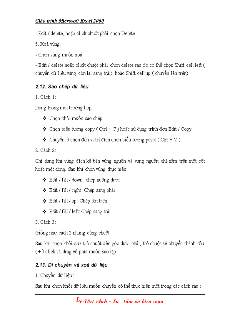 image for page Giáo trình Excel 2000 bài 2