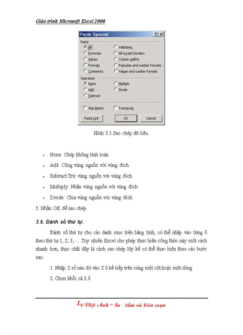 image for page Giáo trình Excel 2000 bài 3
