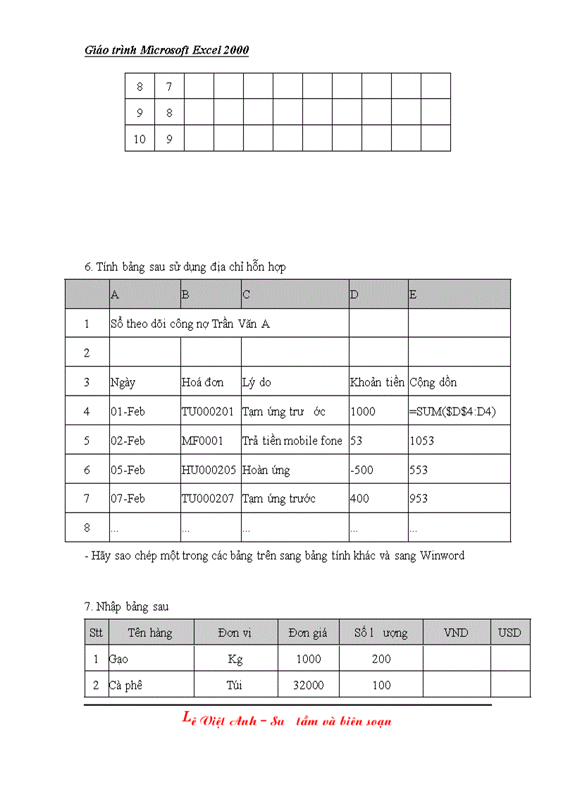 image for page Giáo trình Excel 2000 bài 3