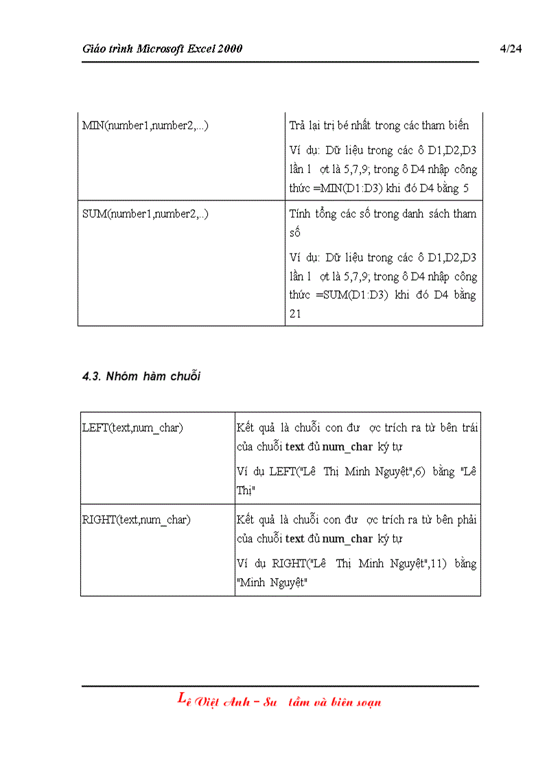 image for page Giáo trình Excel 2000 bài 4