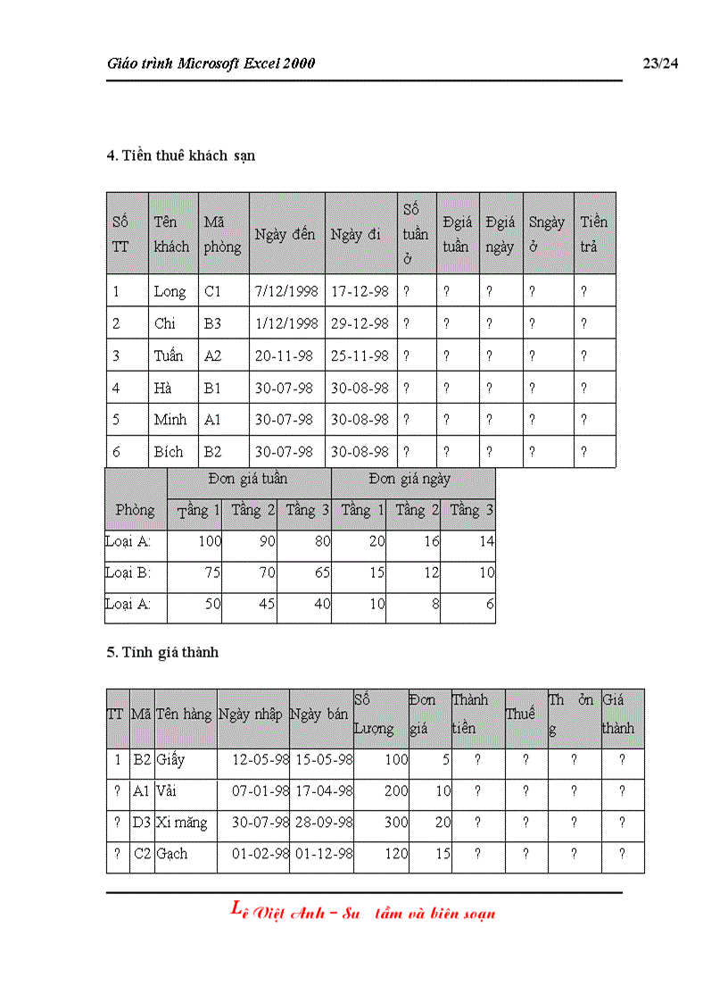 image for page Giáo trình Excel 2000 bài 4