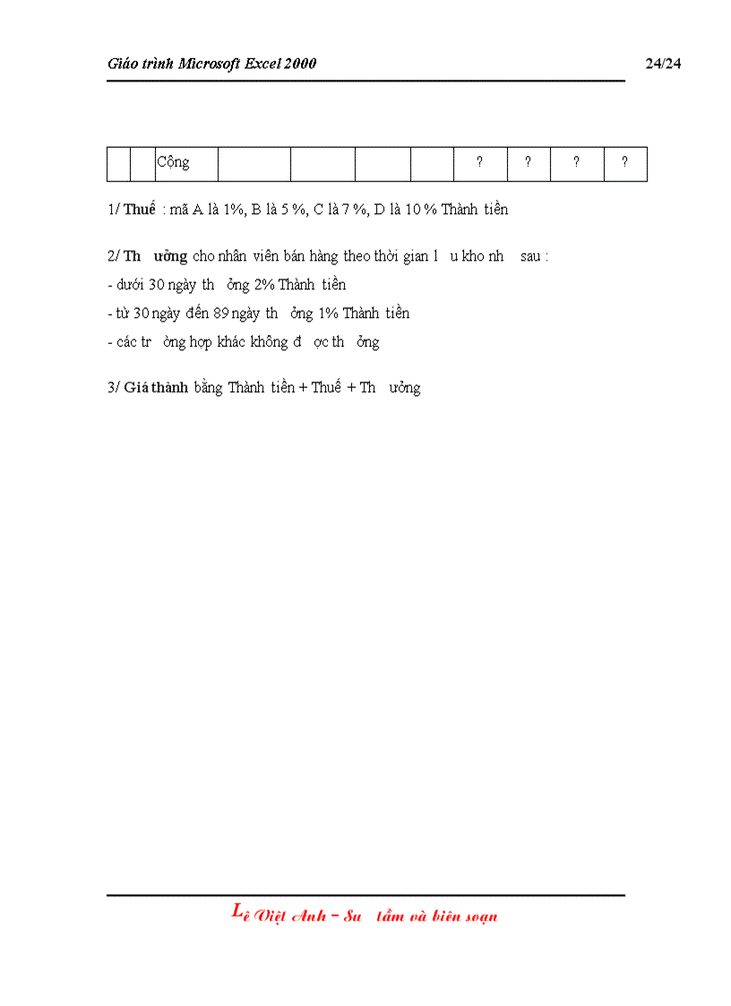 image for page Giáo trình Excel 2000 bài 4